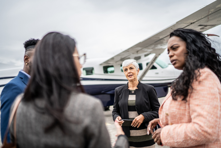 Aviation expert speaking to class